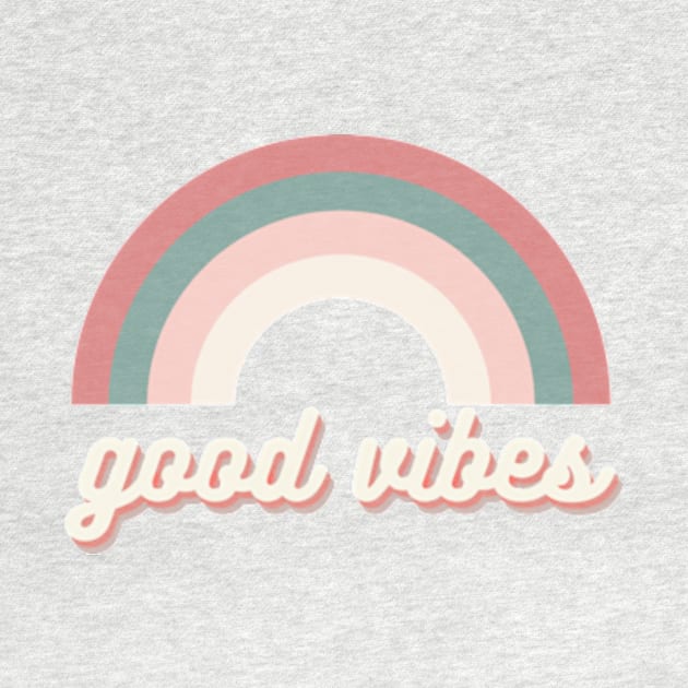 good vibes rainbow retro trendy text by opptop